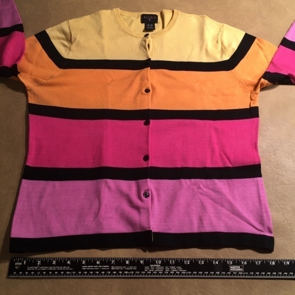 STUDIO G Spring Summer COLORBLOCK Cardigan, Pre-owned, Size L - Picture 5 of 8